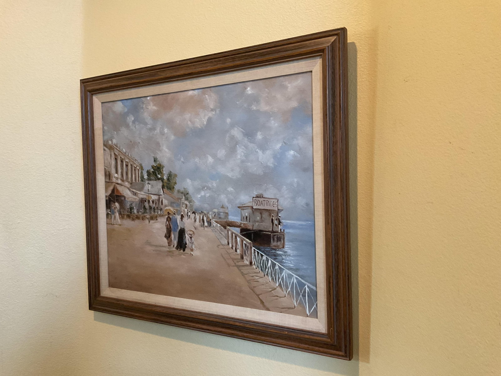 Vintage Oil on Canvas Painting of a Waterfront Landscape - Framed - 2
