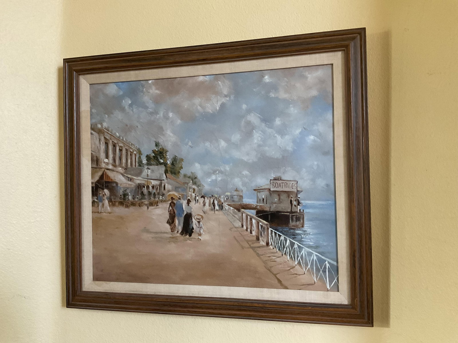 Vintage Oil on Canvas Painting of a Waterfront Landscape - Framed - 3