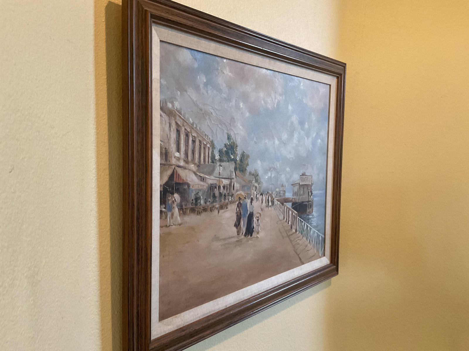 Vintage Oil on Canvas Painting of a Waterfront Landscape - Framed - 8