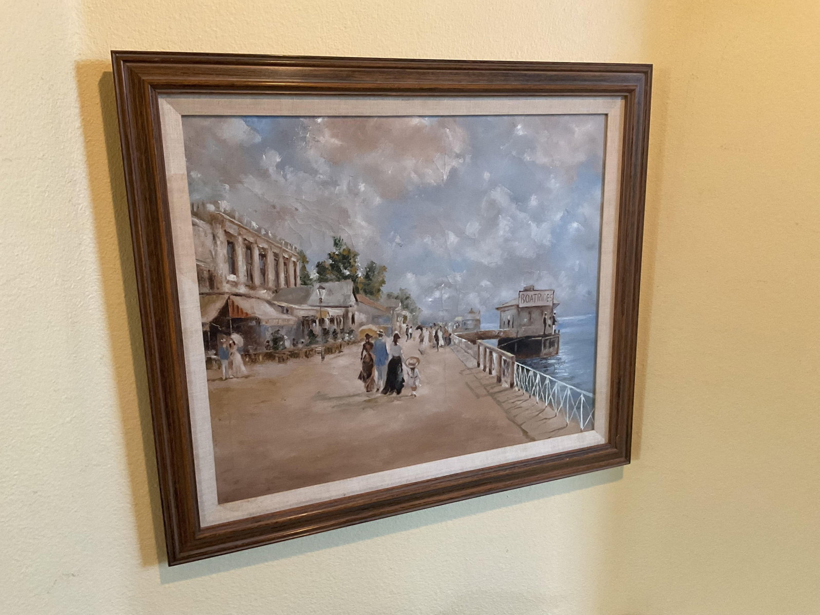 Vintage Oil on Canvas Painting of a Waterfront Landscape - Framed - 9