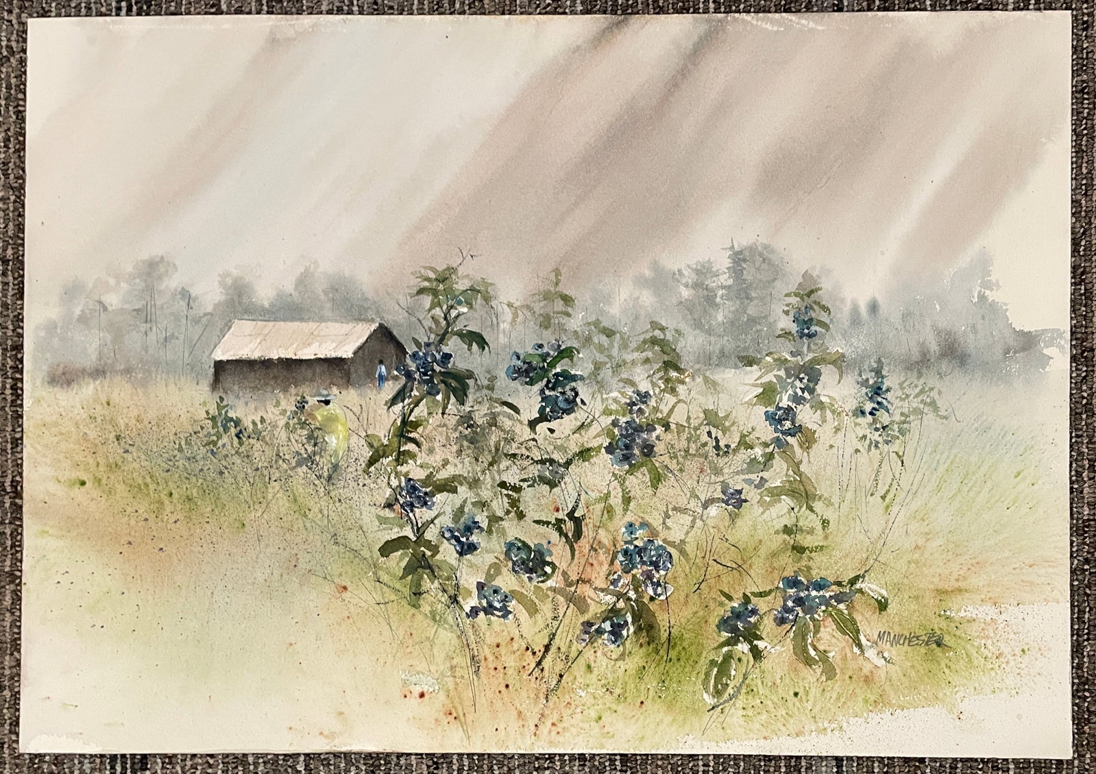 1970s Rural Landscape Watercolor Painting by Manchester - 3