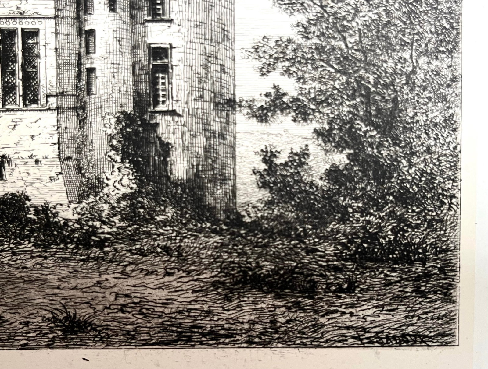 Antique French Etching of Chateau De Rochecotte. 1870 by E. Sadaux. - 7
