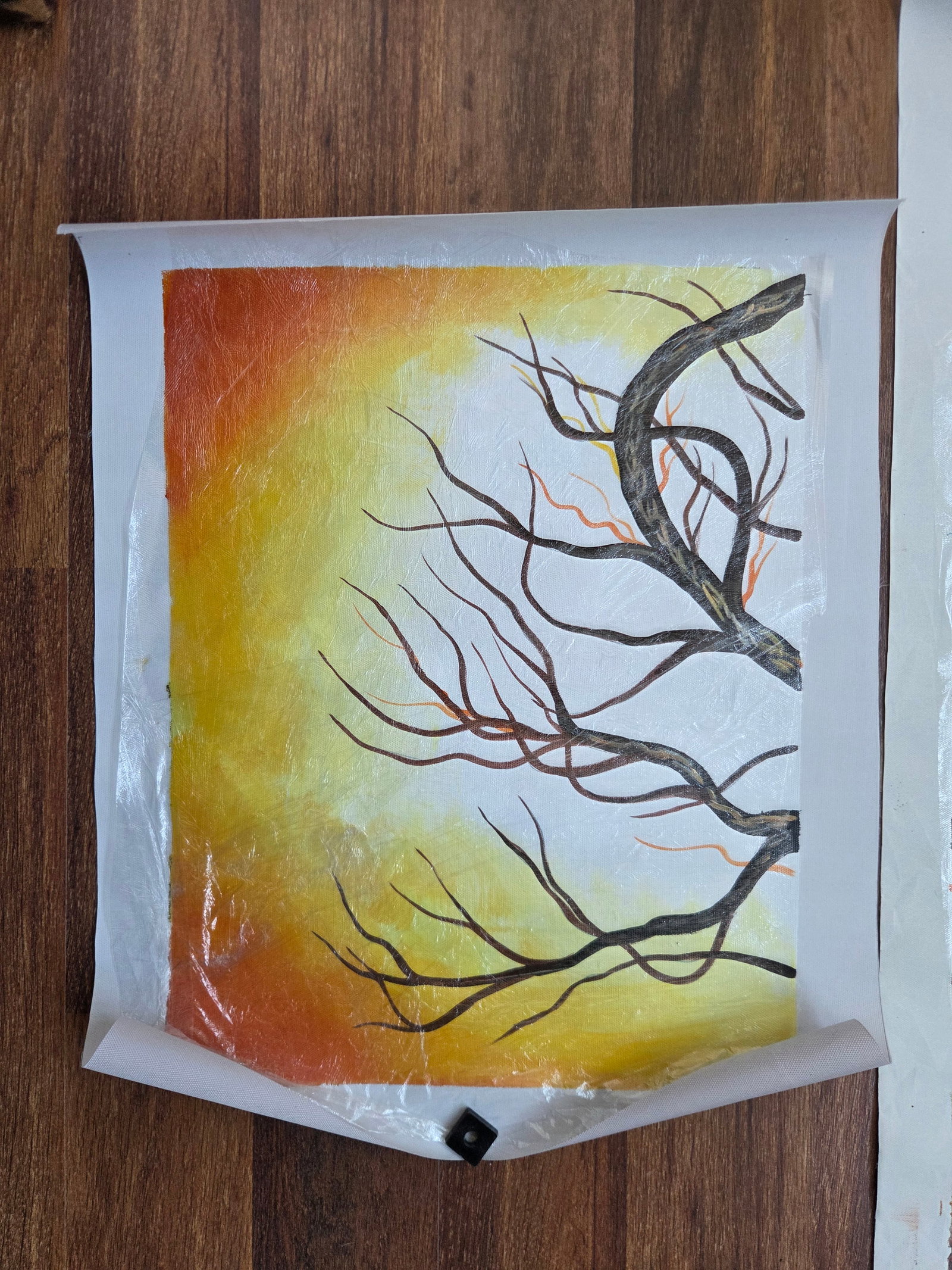 Contemporary Tree of Life Hand Painted Triptych on Canvas - 2