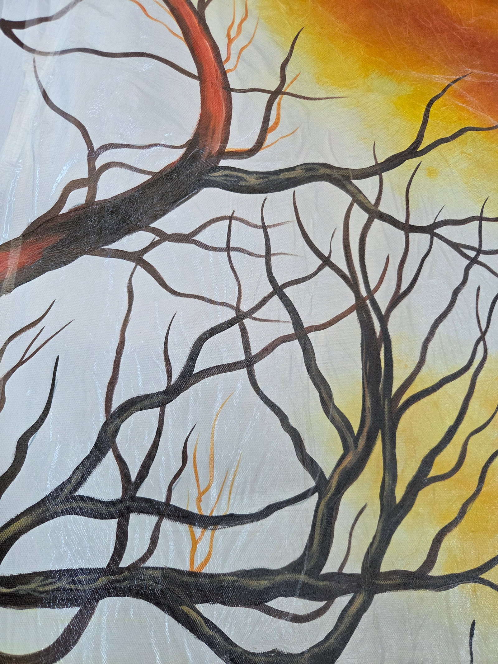 Contemporary Tree of Life Hand Painted Triptych on Canvas - 7