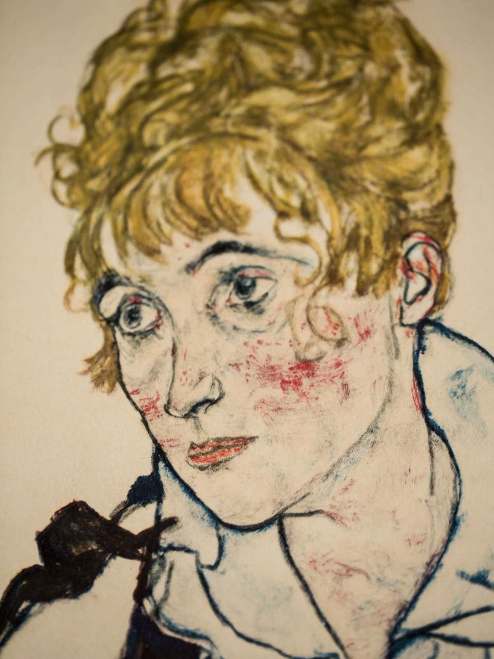 Egon Schiele Lithograph "The Artist's Wife", Signed, Limited Edition - 3