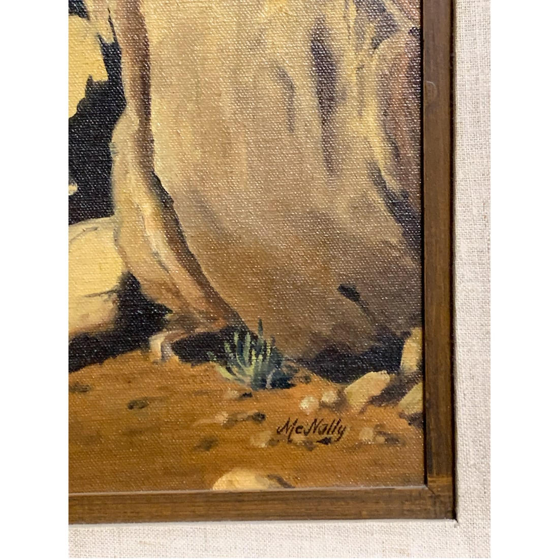 Vintage Western Desert Landscape Oil Painting With Horse, Framed Southwest Art - 3