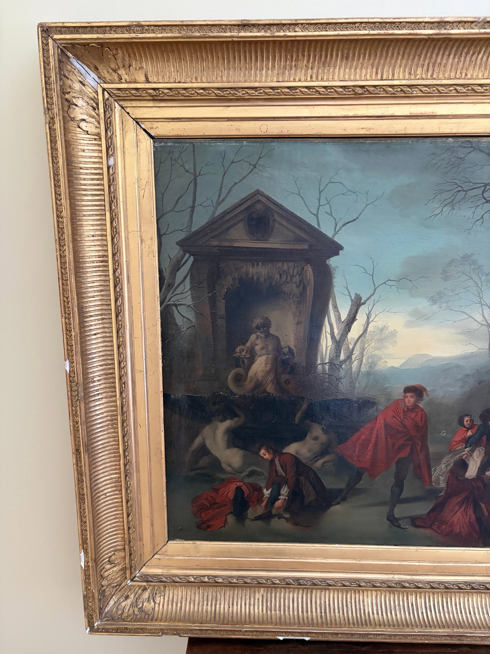 Augustine Dallemagne "A Skating Party" - A Romantic Mid-19th Century French Winter Scene - 4