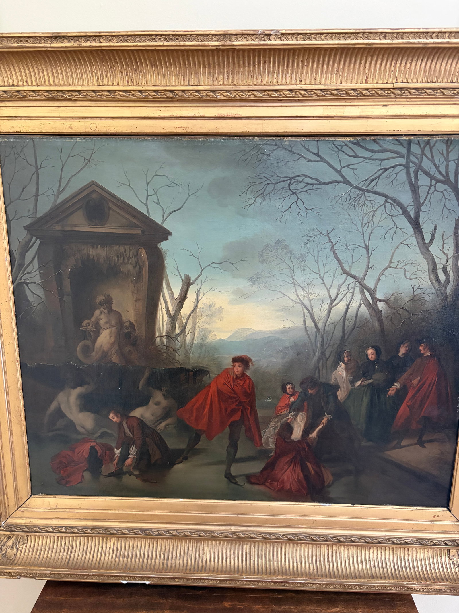 Augustine Dallemagne "A Skating Party" - A Romantic Mid-19th Century French Winter Scene - 5