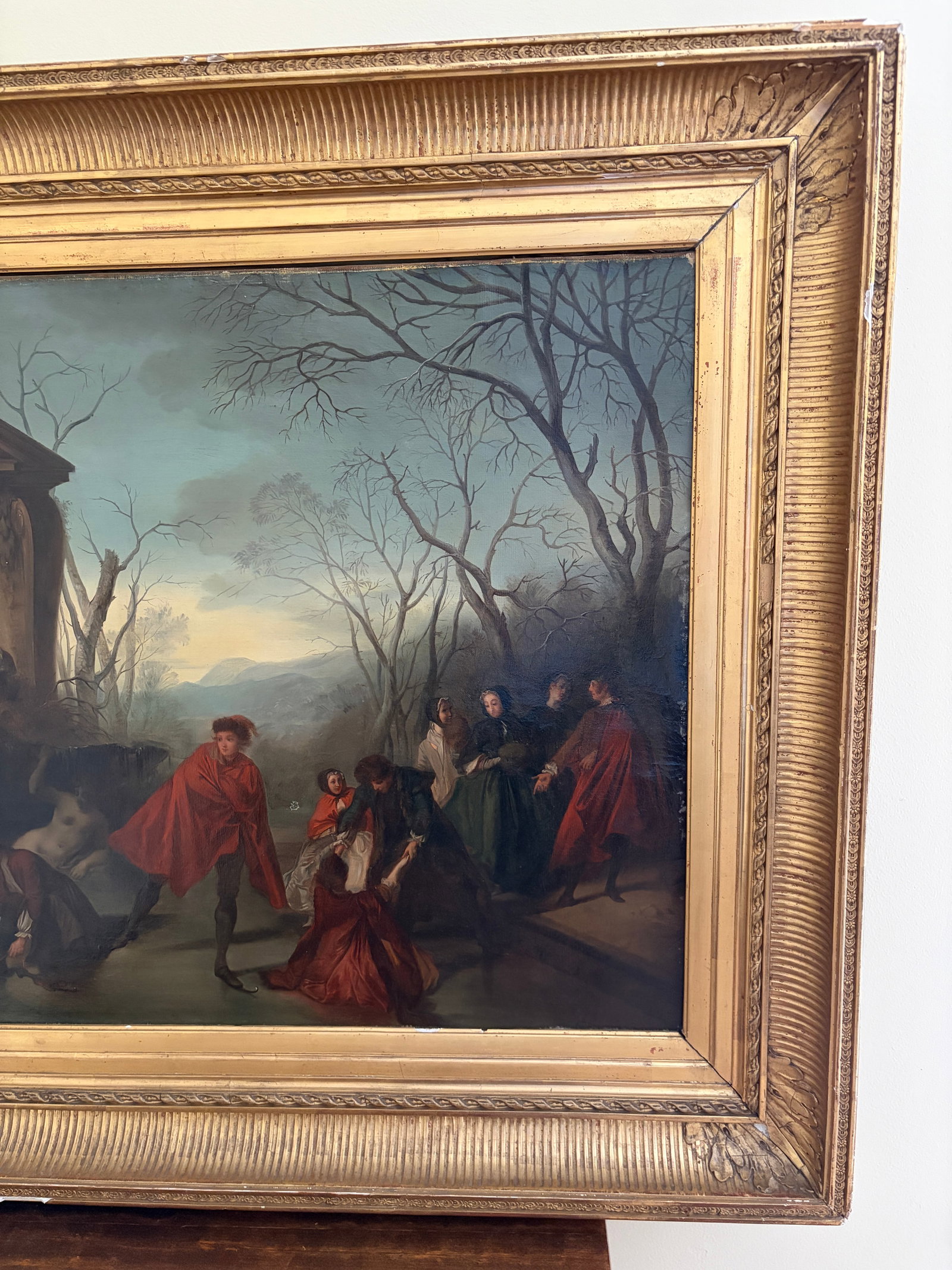 Augustine Dallemagne "A Skating Party" - A Romantic Mid-19th Century French Winter Scene - 6
