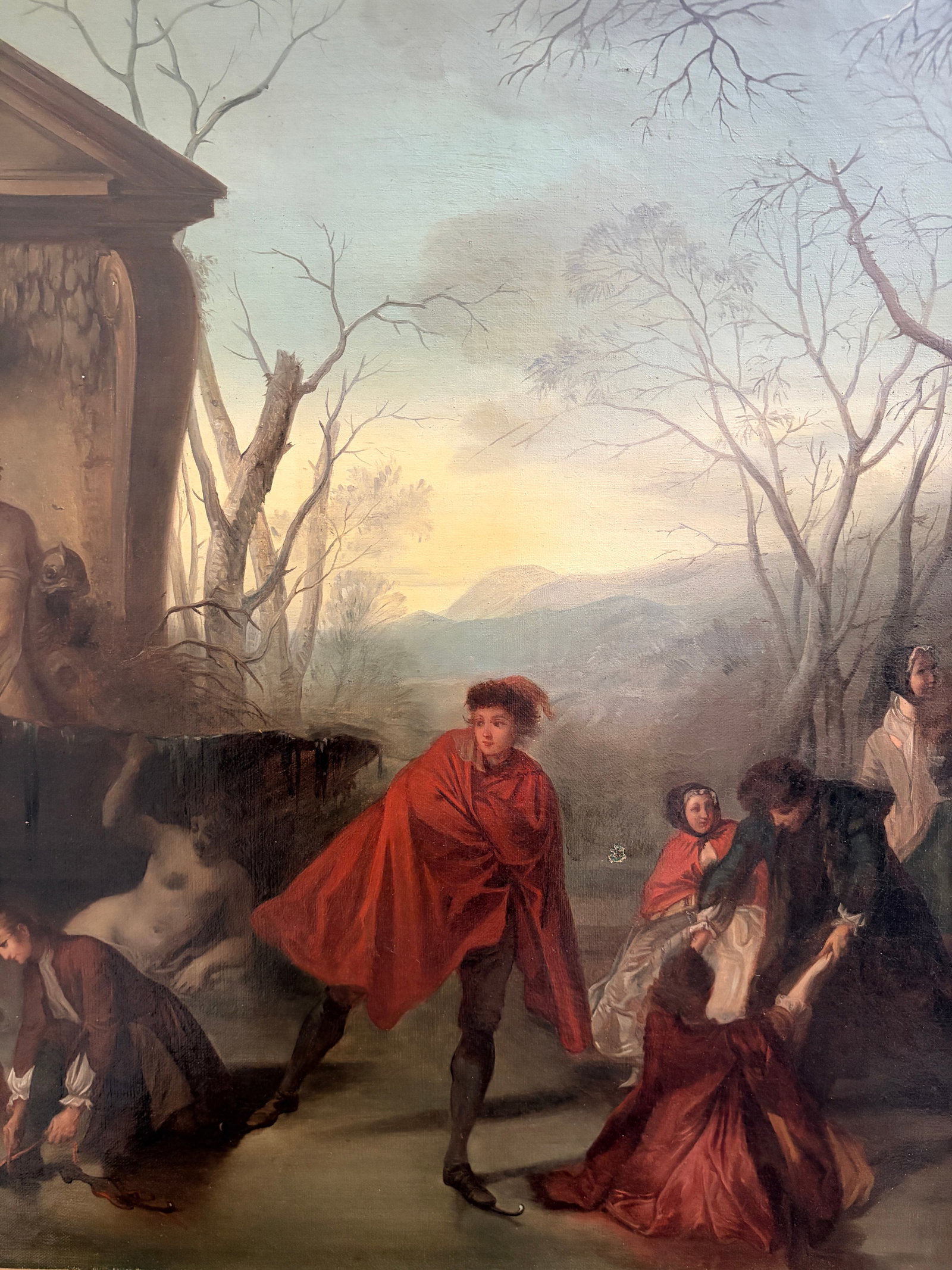 Augustine Dallemagne "A Skating Party" - A Romantic Mid-19th Century French Winter Scene - 7