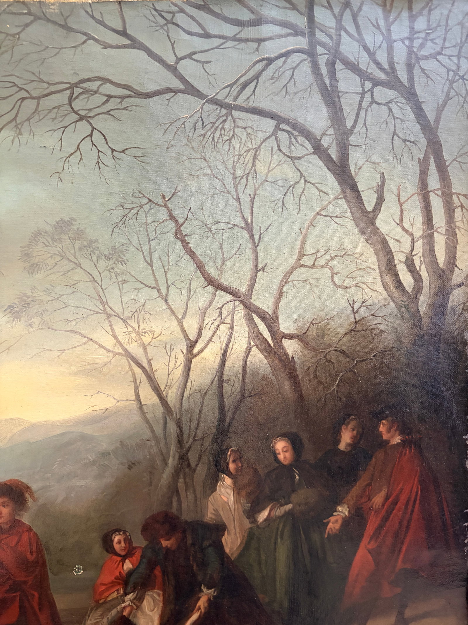 Augustine Dallemagne "A Skating Party" - A Romantic Mid-19th Century French Winter Scene - 9
