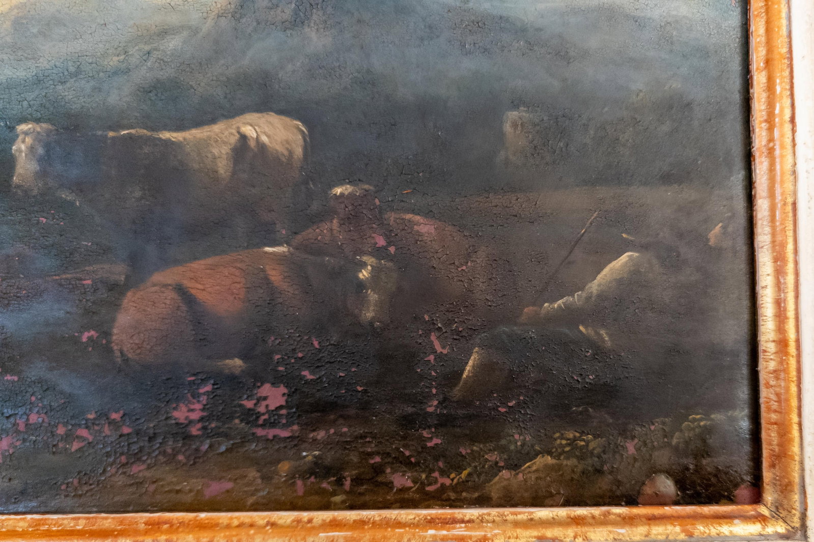 19th Century Grand Tour Old Master Landscape Oil on Copper Painting of Cows and Sheep With Shepherd - 10