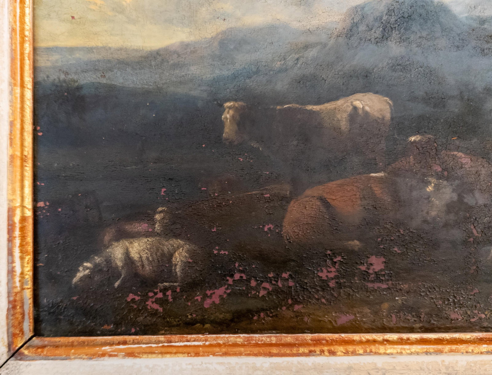 19th Century Grand Tour Old Master Landscape Oil on Copper Painting of Cows and Sheep With Shepherd - 11
