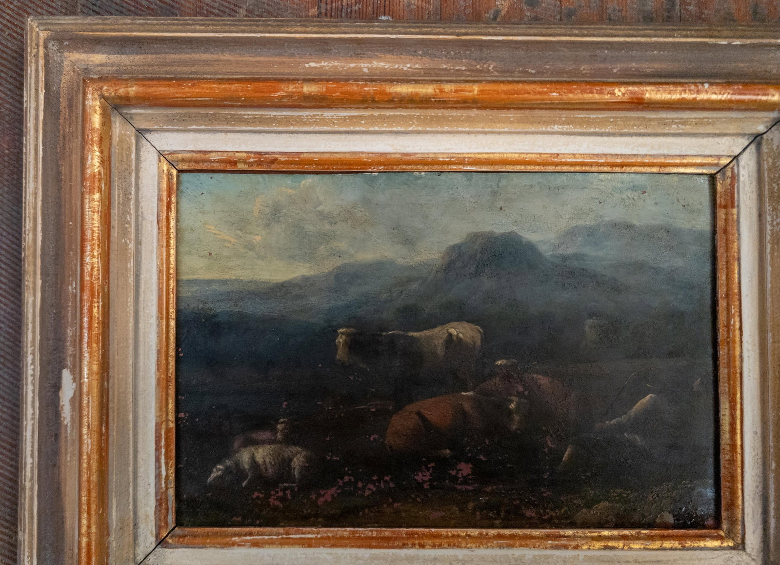 19th Century Grand Tour Old Master Landscape Oil on Copper Painting of Cows and Sheep With Shepherd - 3