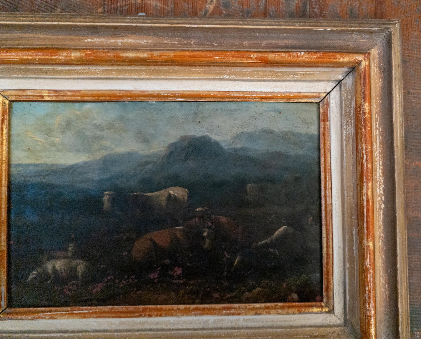 19th Century Grand Tour Old Master Landscape Oil on Copper Painting of Cows and Sheep With Shepherd - 4