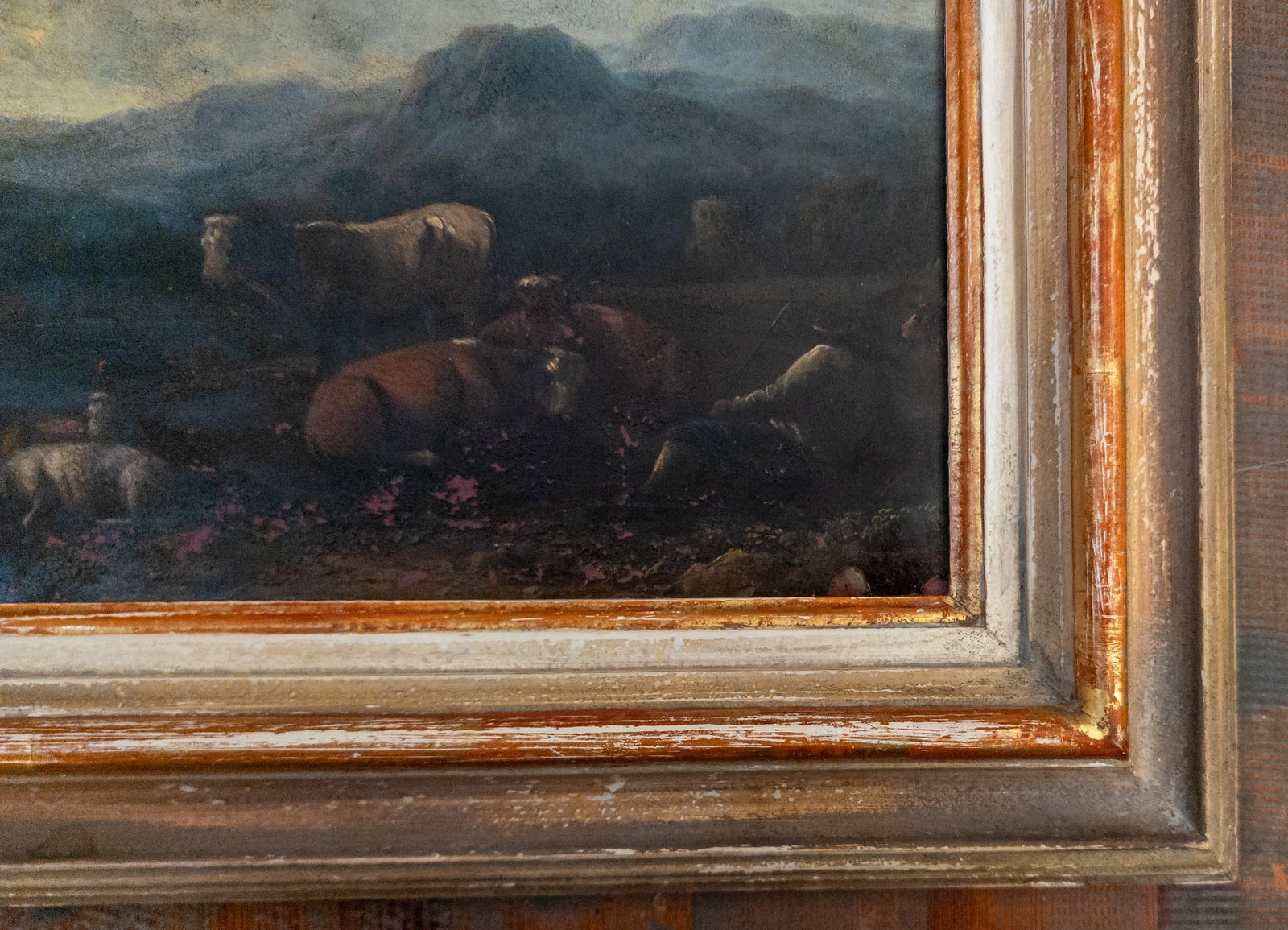 19th Century Grand Tour Old Master Landscape Oil on Copper Painting of Cows and Sheep With Shepherd - 5