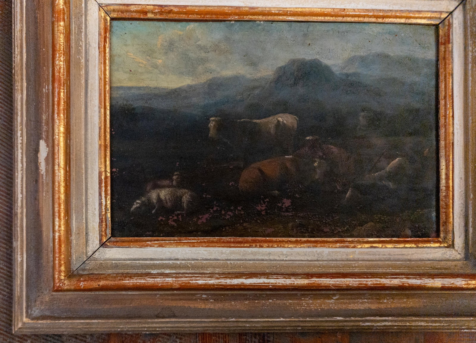 19th Century Grand Tour Old Master Landscape Oil on Copper Painting of Cows and Sheep With Shepherd - 6