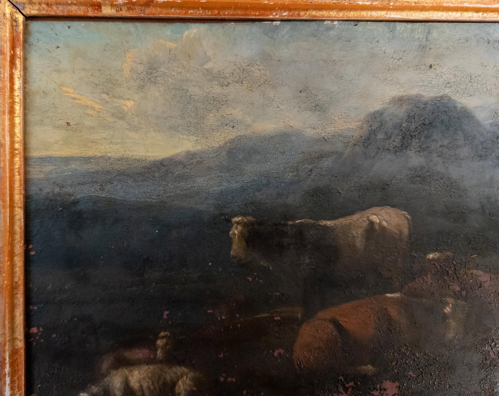 19th Century Grand Tour Old Master Landscape Oil on Copper Painting of Cows and Sheep With Shepherd - 8
