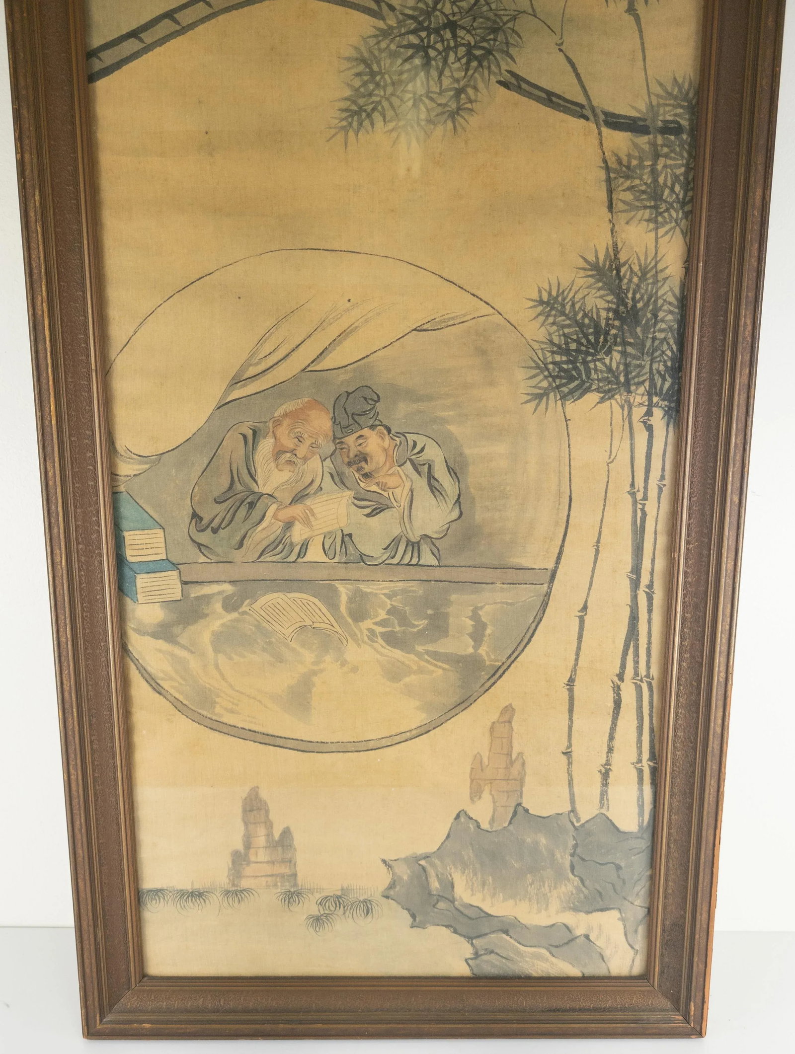 19th Century Chinese Song Style Watercolor Scroll Painting on Silk, Framed - 4