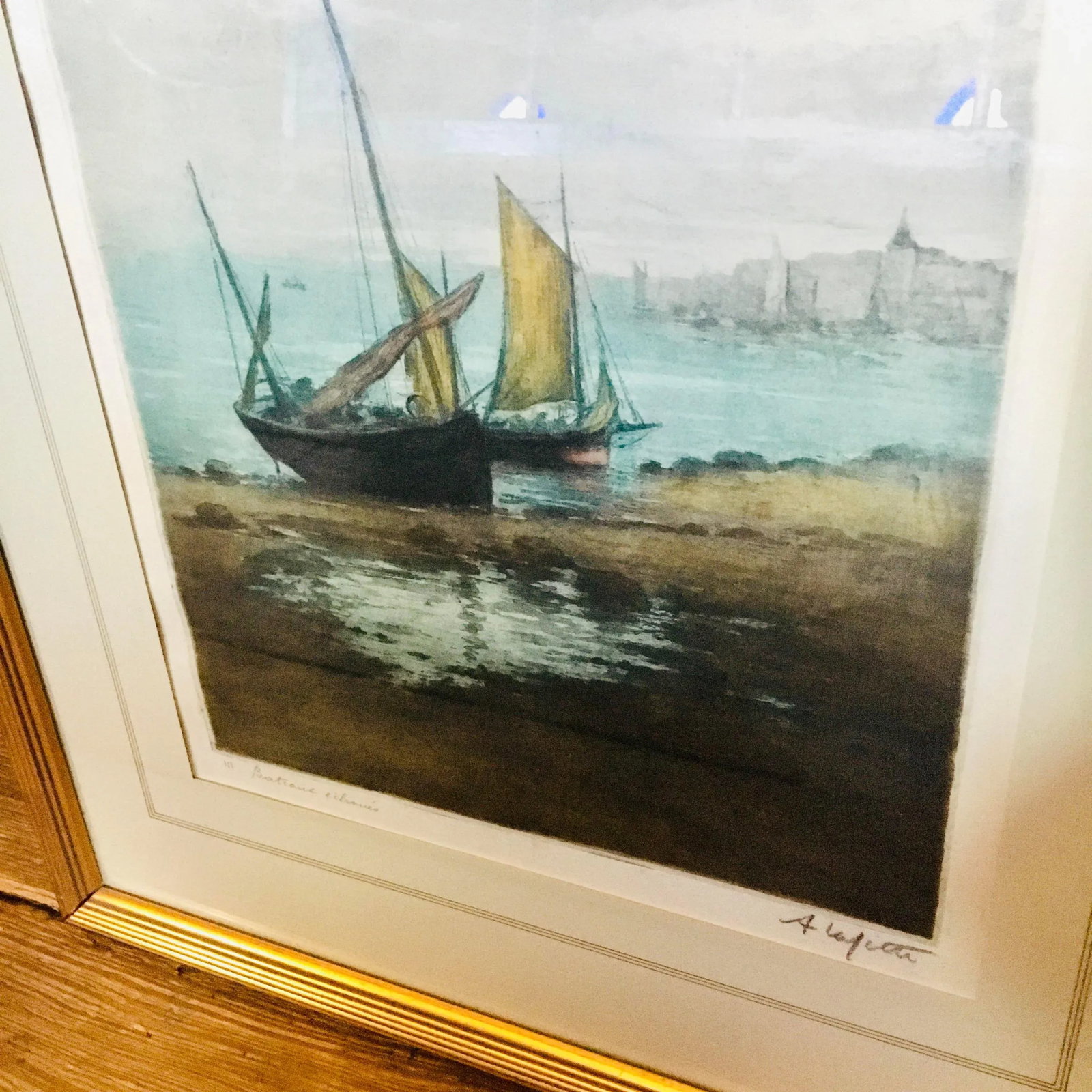 20th Century Manuel Robbe Aka: Alphonse Lafitte Aquatint, "Bateaux Echoues" - 2