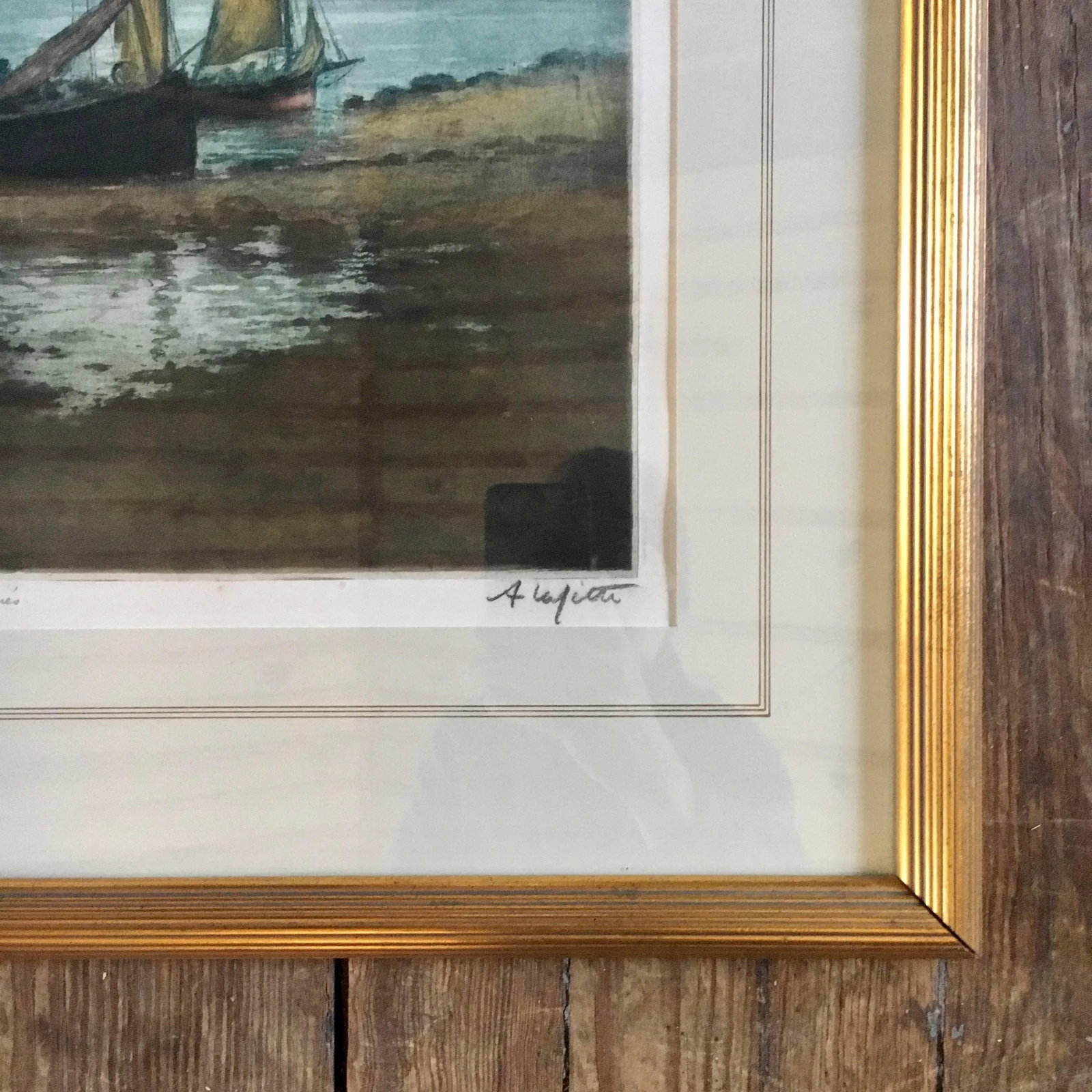 20th Century Manuel Robbe Aka: Alphonse Lafitte Aquatint, "Bateaux Echoues" - 7