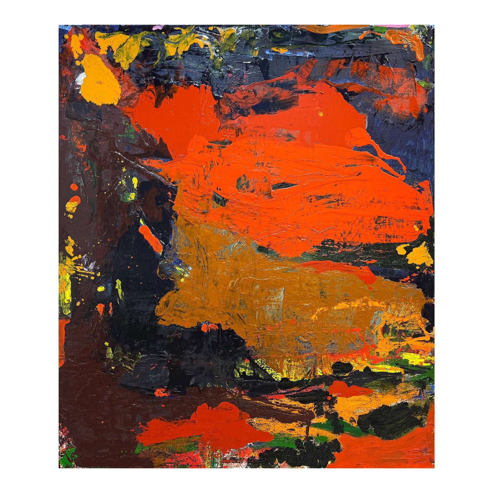 Tectonic Heat, Contemporary Abstract Painting by Matt Higgins: Tectonic Heat is built through a slow process of layering and revision over the course of several months. The surface developed through repeated applications of paint, removal, and reworking, allowing