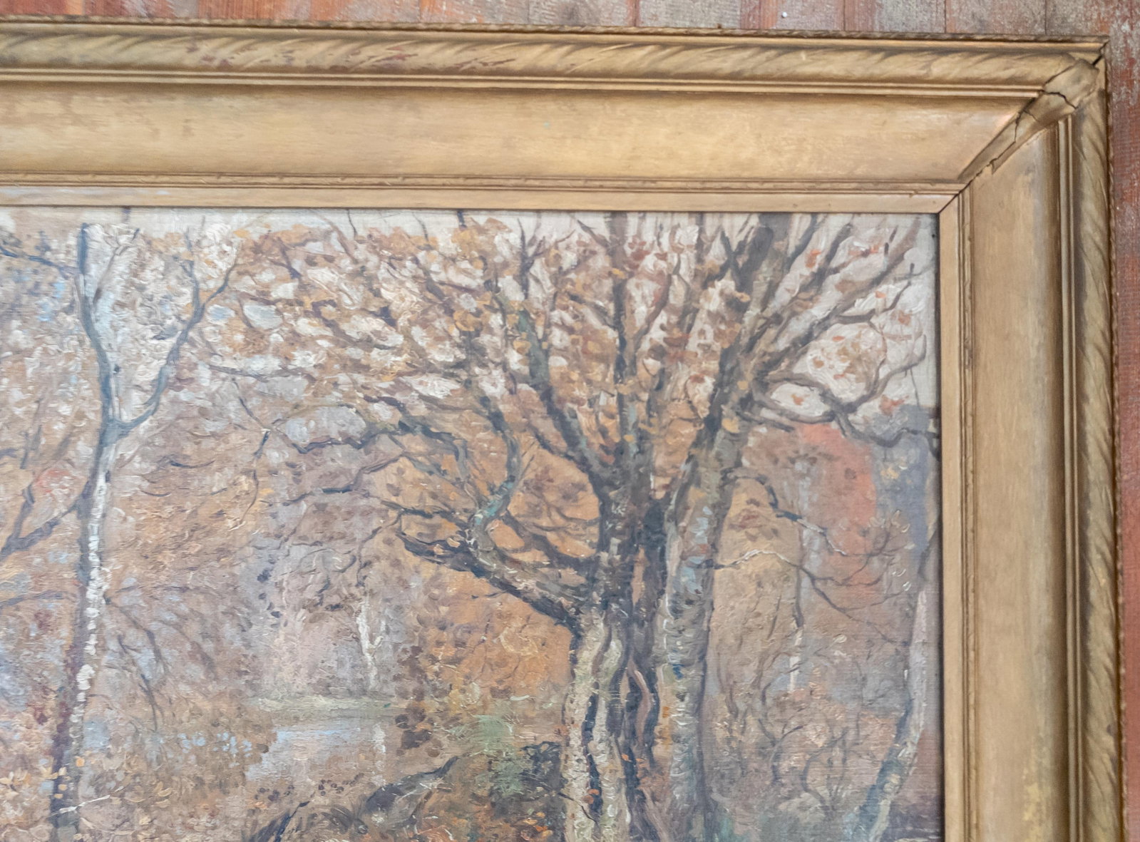 19th or 20th Century American Impressionist Wooded Landscape Painting, Signed Illegibly - 4