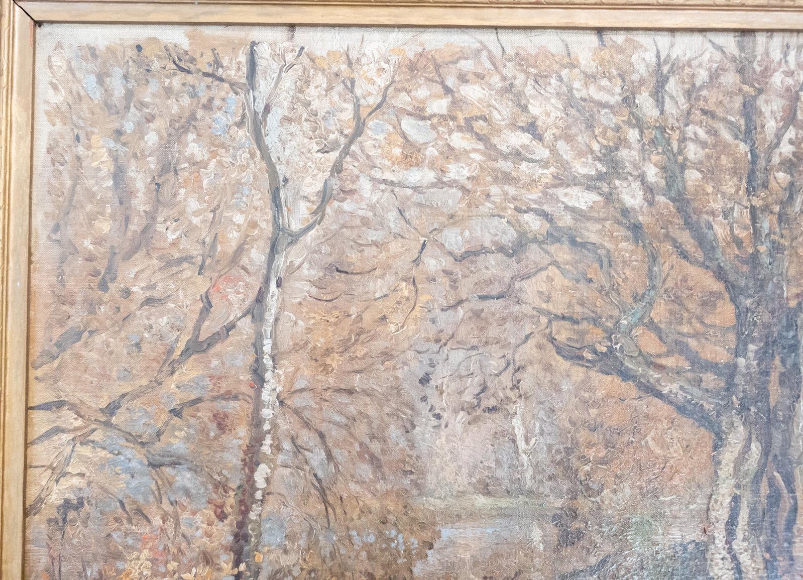 19th or 20th Century American Impressionist Wooded Landscape Painting, Signed Illegibly - 7
