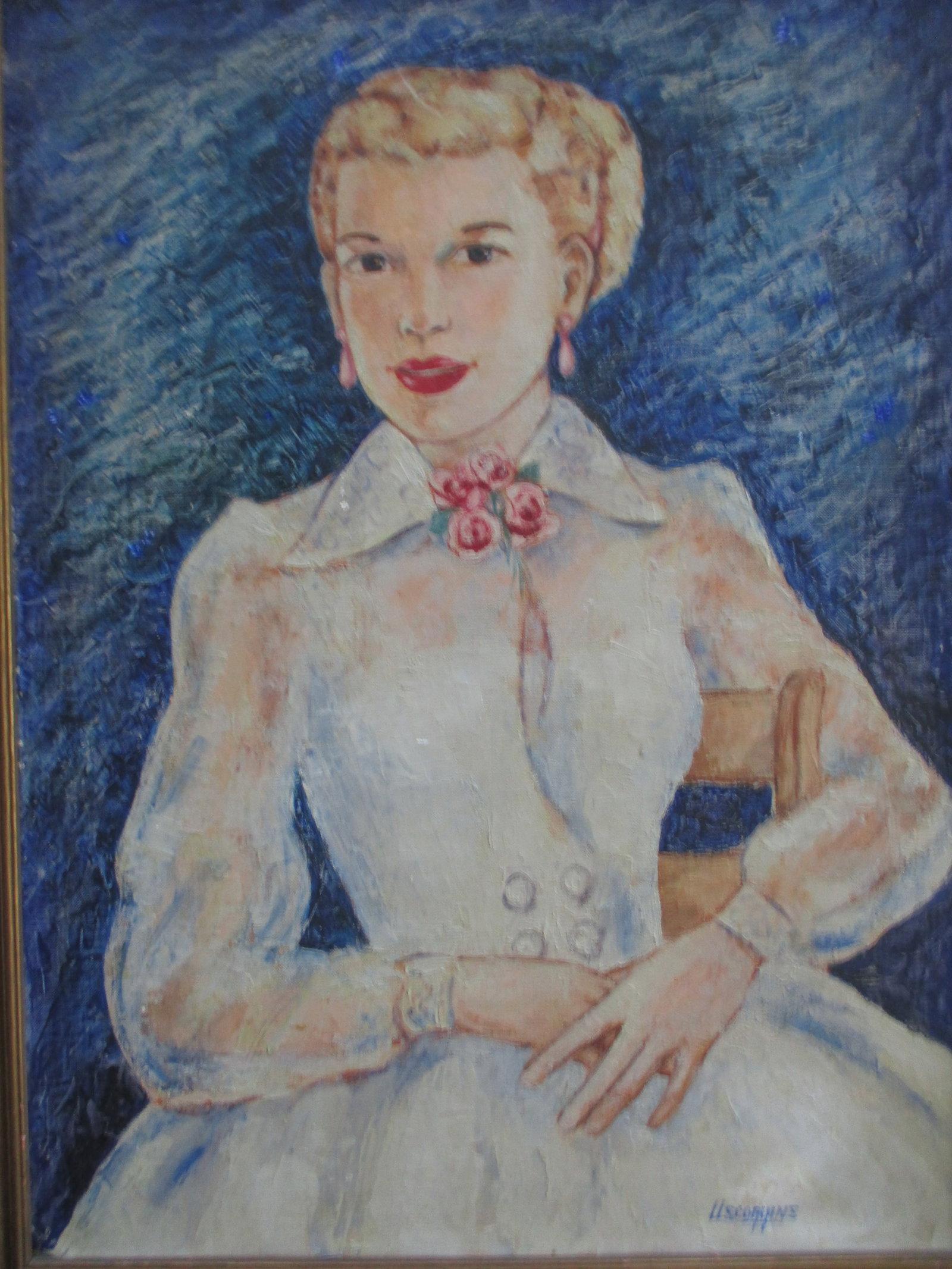Vintage Mid Century Signed L L Scoggins Portrait of Grace Kelly - 2