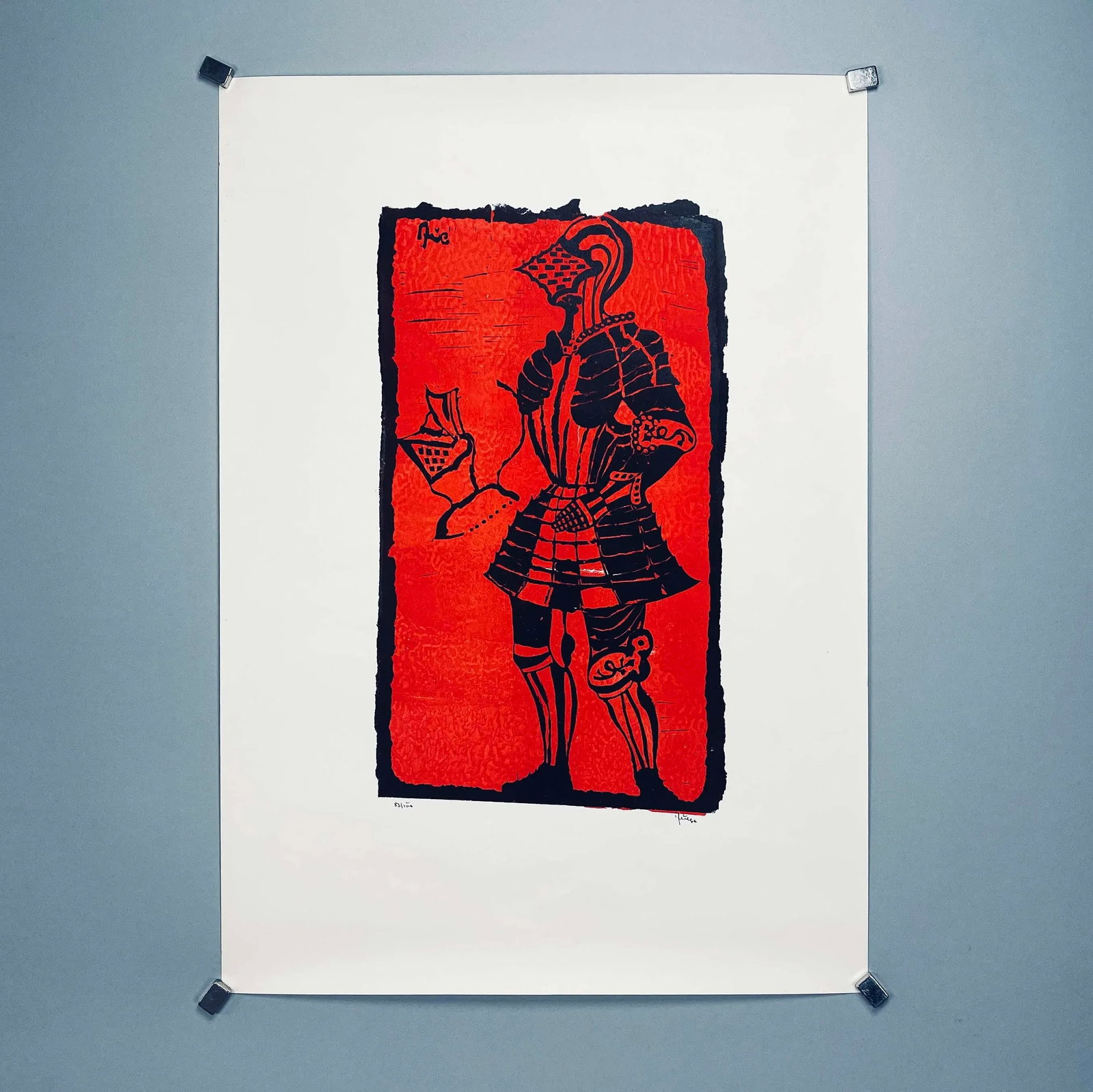 1960s Artist's Proof Abstract Signed and Numbered Portrait of a Red Knight - 2