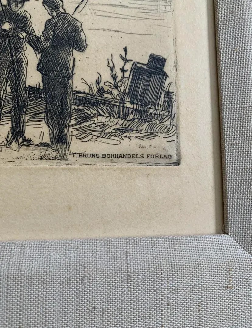 1930s Chrix Dahl Norwegian Etchings, Framed - a Pair - 4
