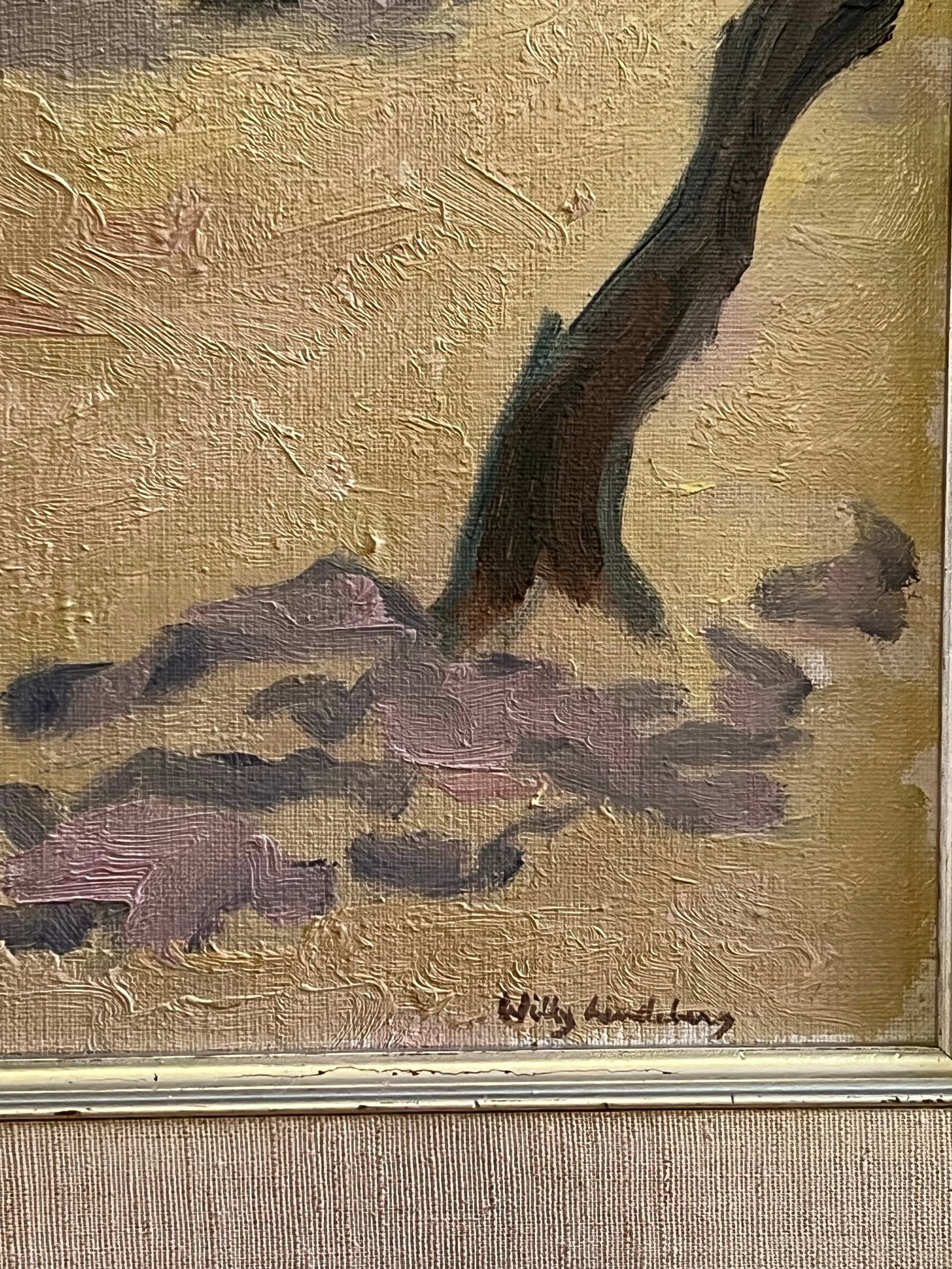 Vintage Swedish Original Oil Painting - Almond Tree by Willy Lindeberg - 2