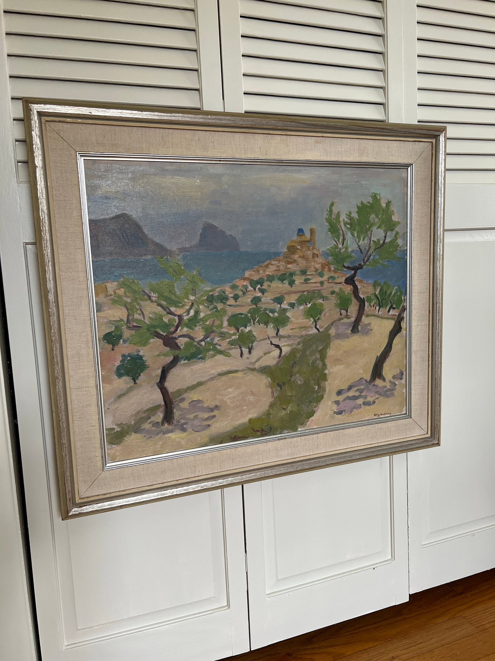 Vintage Swedish Original Oil Painting - Almond Tree by Willy Lindeberg - 4