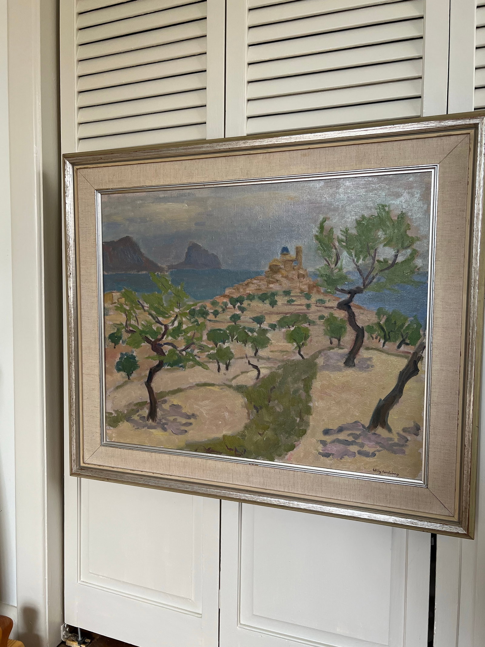 Vintage Swedish Original Oil Painting - Almond Tree by Willy Lindeberg - 8