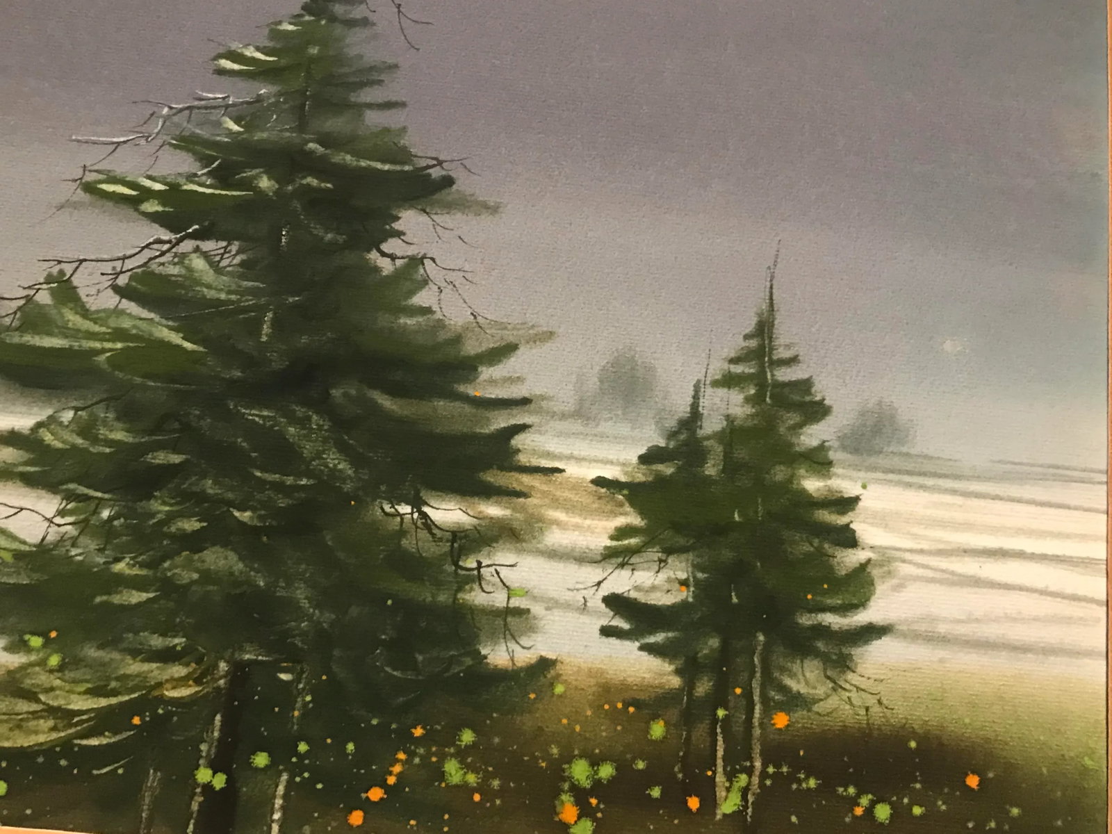 1987 Asian Landscape Watercolor Painting, Framed - 3