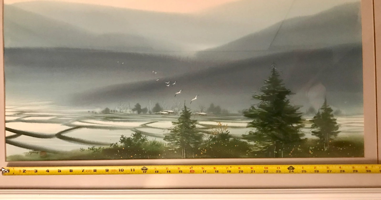 1987 Asian Landscape Watercolor Painting, Framed - 8
