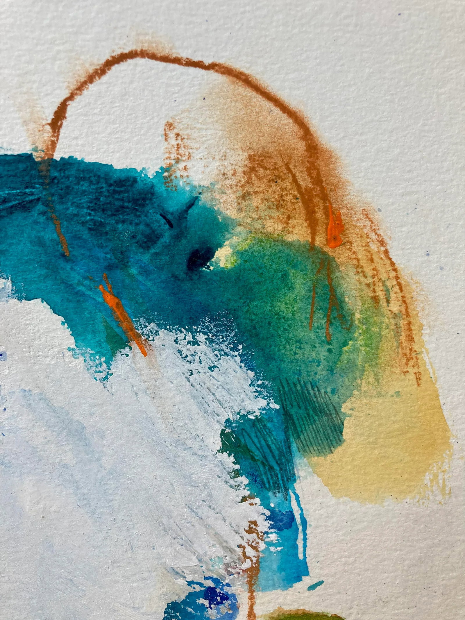 "Climate Change" Contemporary Abstract Watercolor and Ink Painting on Paper, Framed - 3