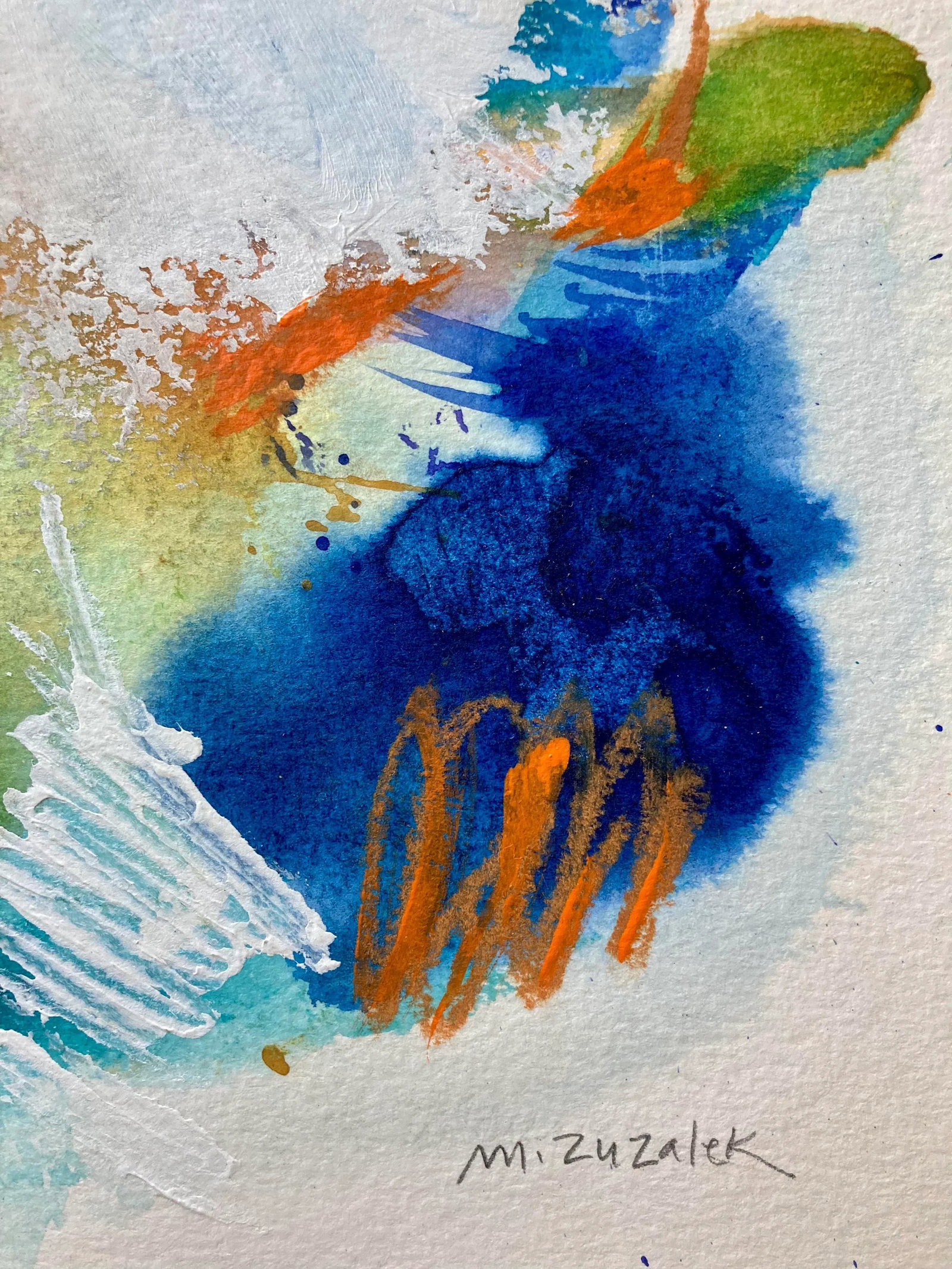 "Climate Change" Contemporary Abstract Watercolor and Ink Painting on Paper, Framed - 4