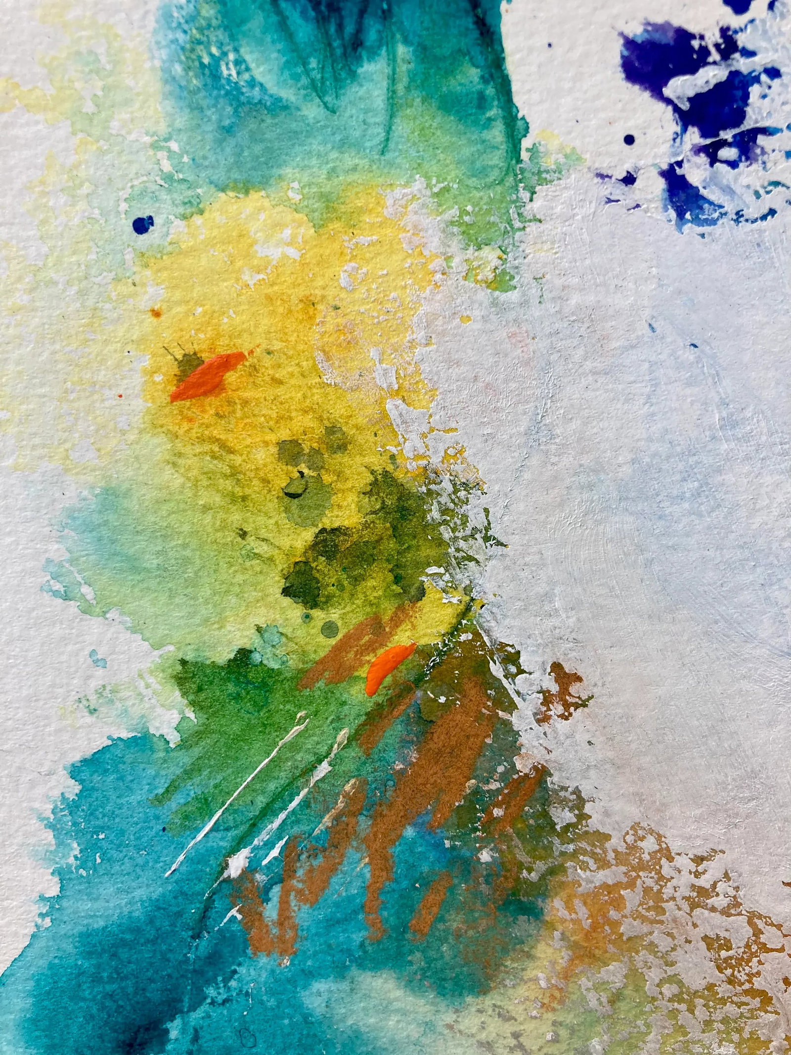 "Climate Change" Contemporary Abstract Watercolor and Ink Painting on Paper, Framed - 6