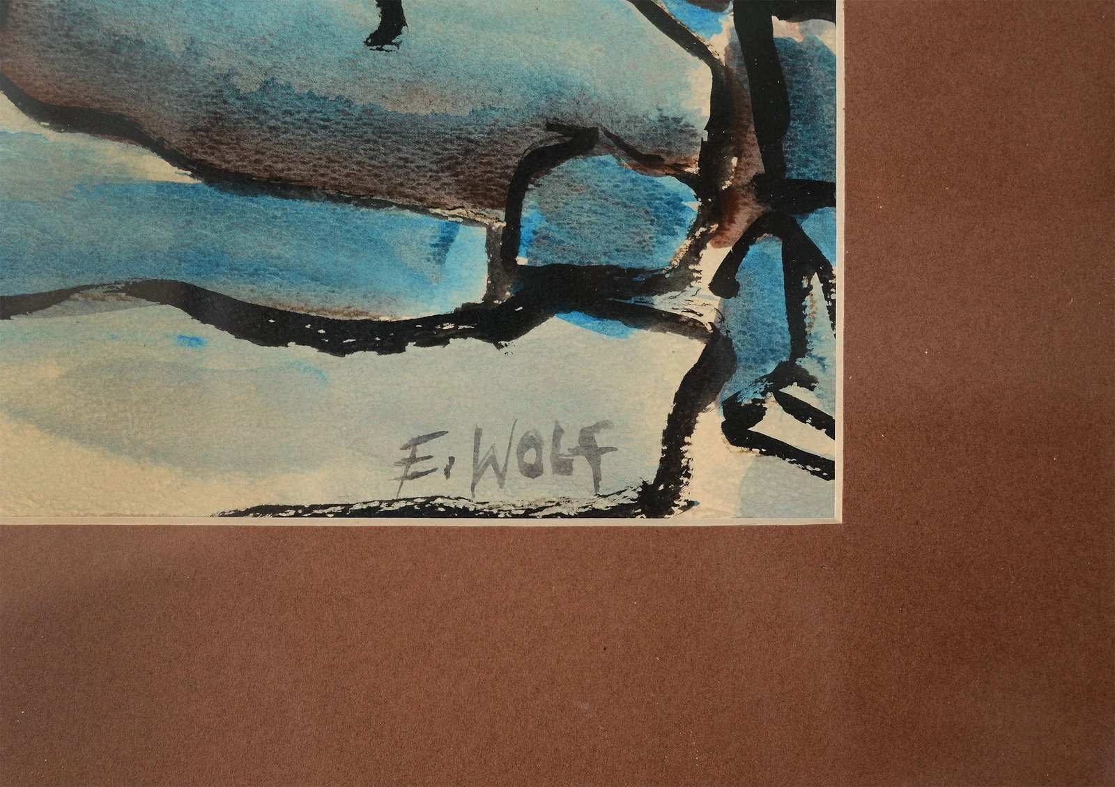 1960s Modernist Abstract Landscape Watercolor Painting, Framed - 6