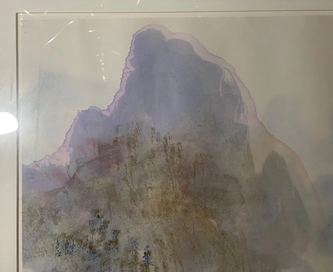 Large Vintage 1992 Original Chinese Ink Watercolor Mountain Landscape Painting - 12