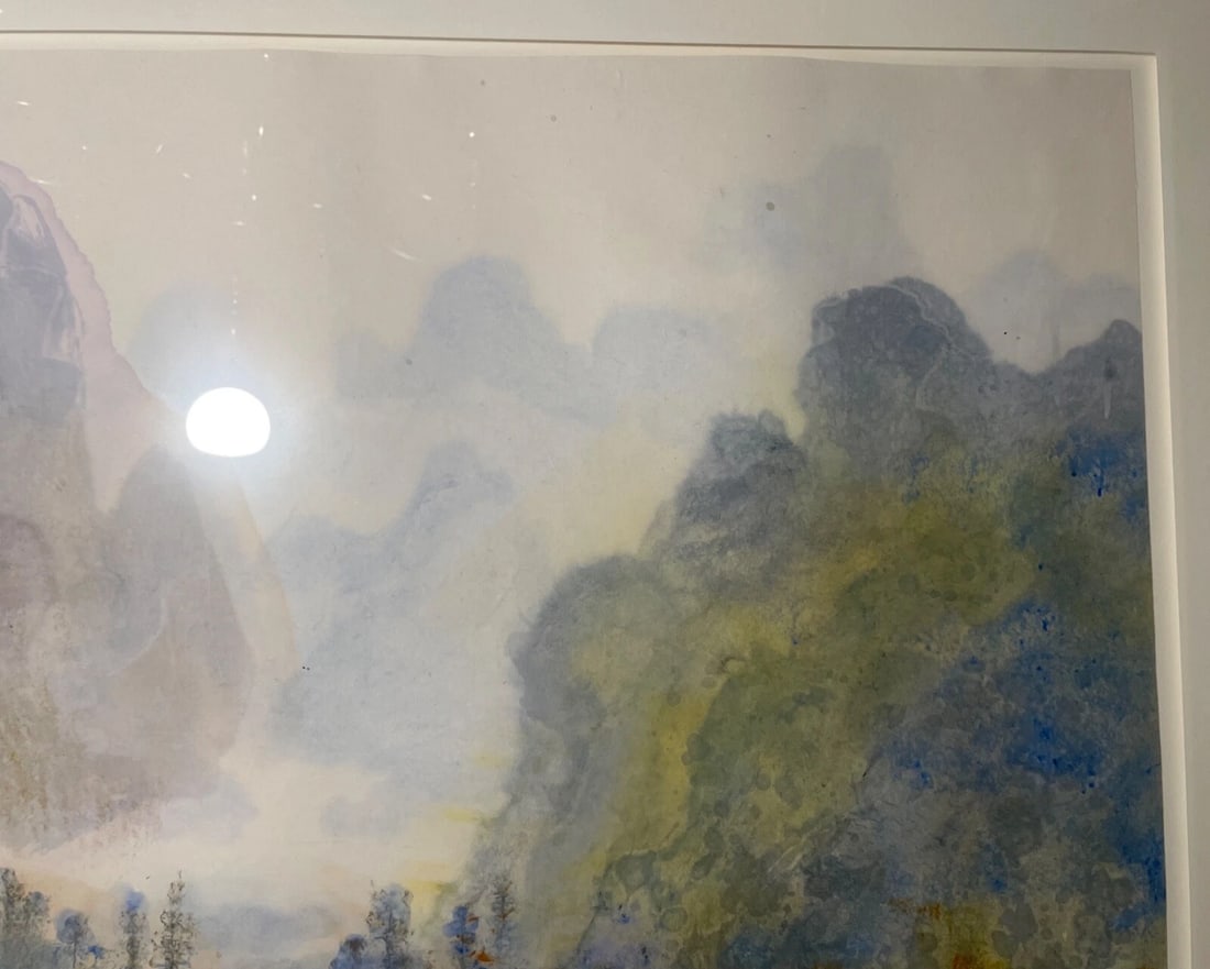 Large Vintage 1992 Original Chinese Ink Watercolor Mountain Landscape Painting - 13