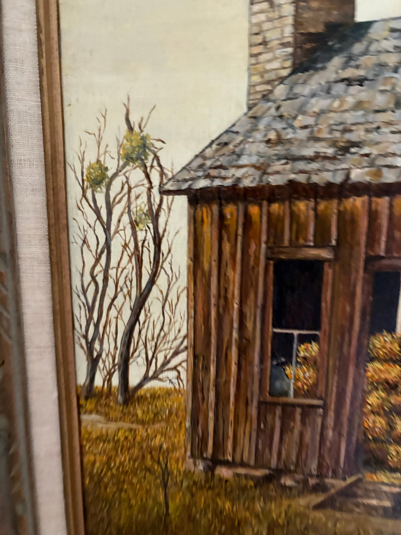 1974 Original Painting of a Barn Titled "Once a Home" - 4