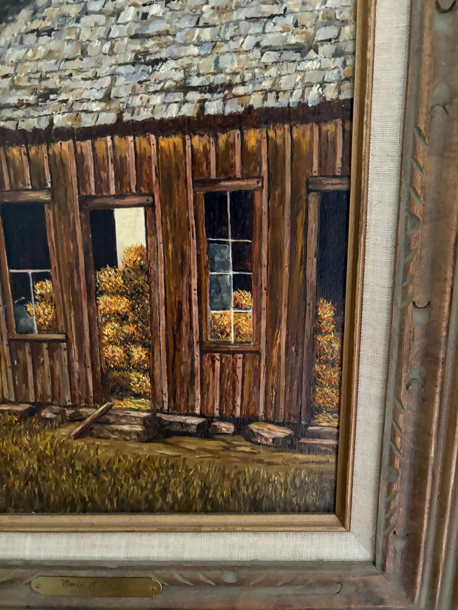 1974 Original Painting of a Barn Titled "Once a Home" - 5
