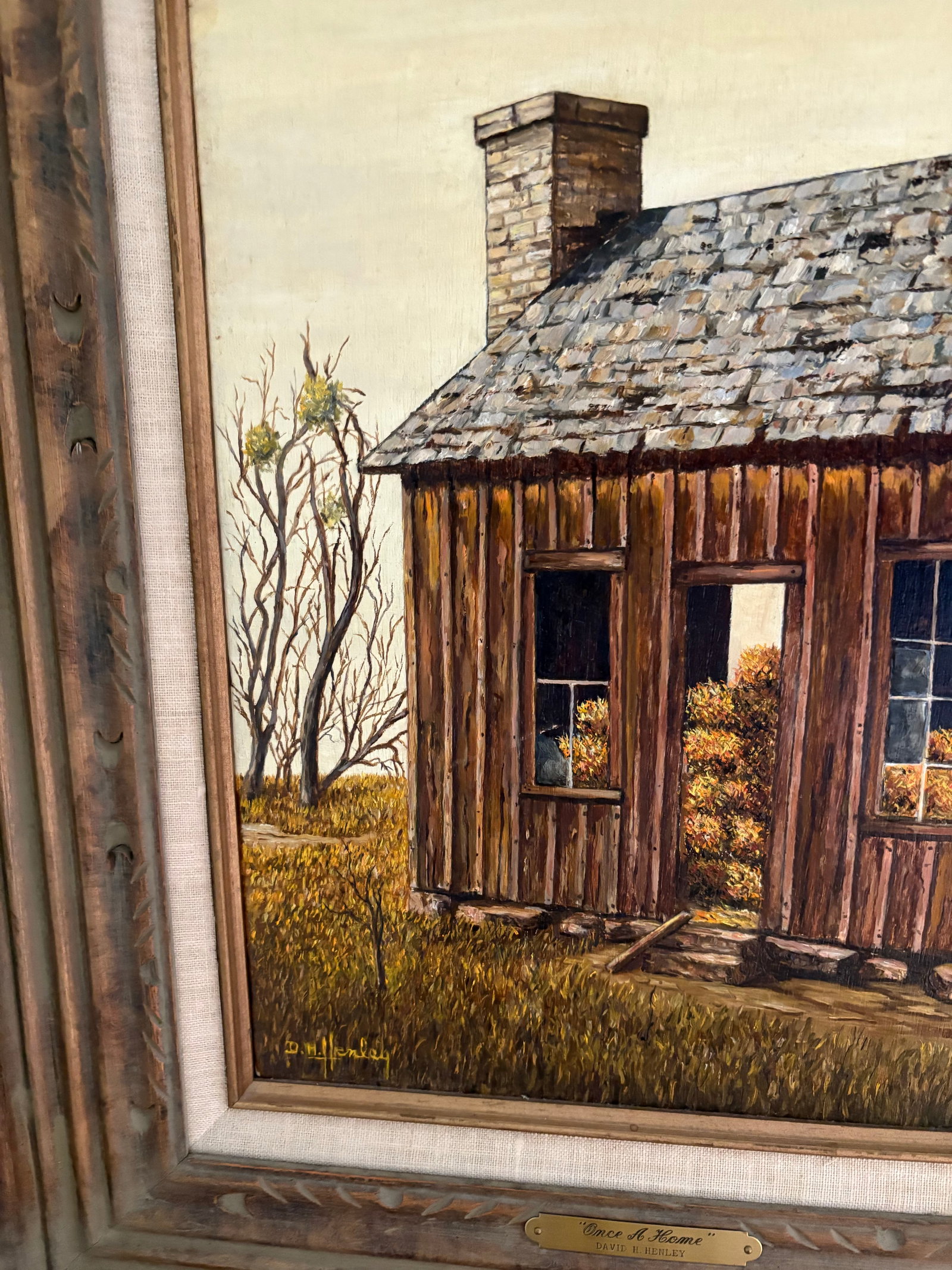 1974 Original Painting of a Barn Titled "Once a Home" - 7