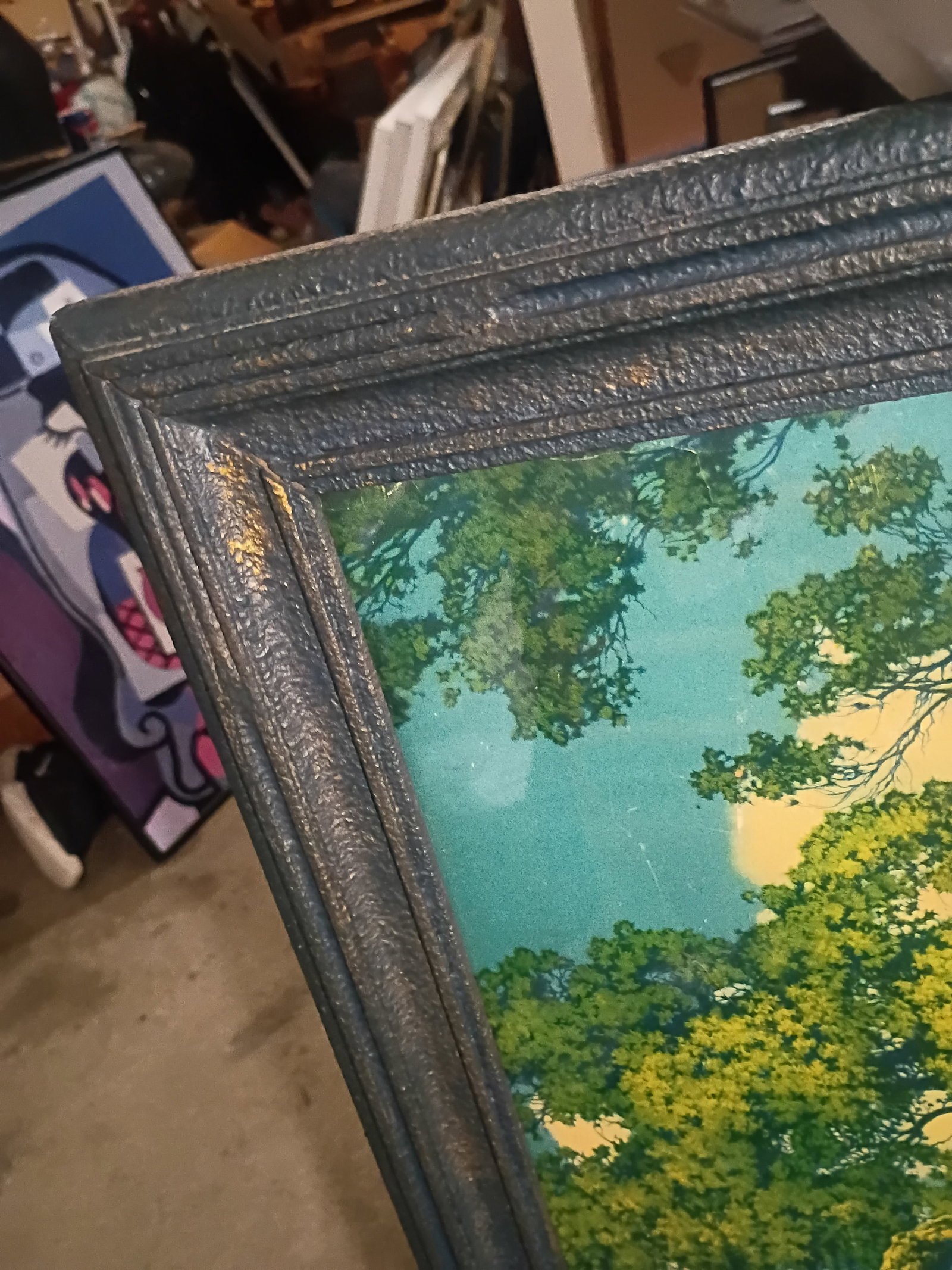 Large 1927 Maxfield Parrish "Hilltop" Lithograph in Original "Stippled" Frame - House of Art Ny - 7