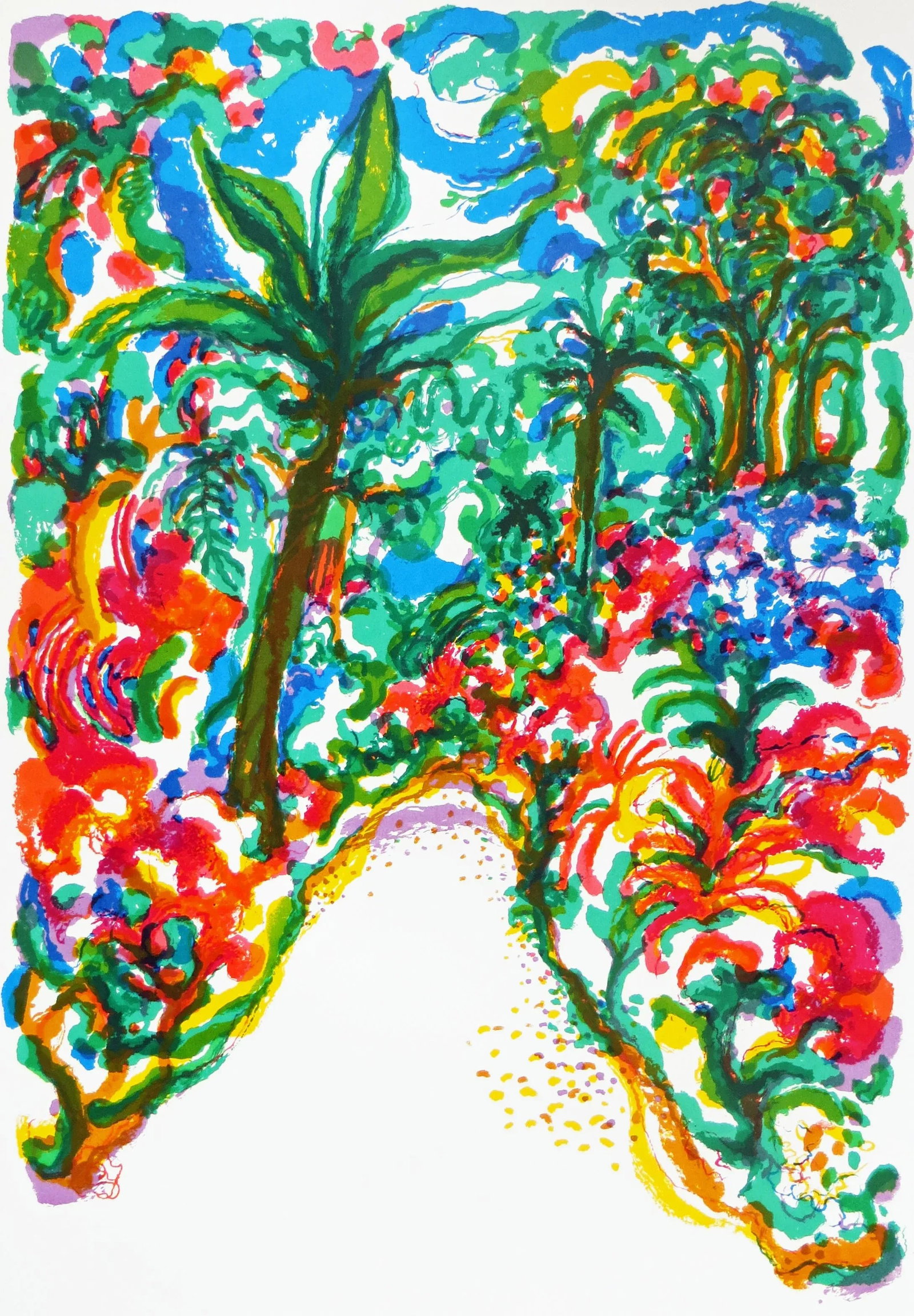 "Wild Path" Contemporary Tropical Landscape Lithograph by Ronald Julius Christensen - 2