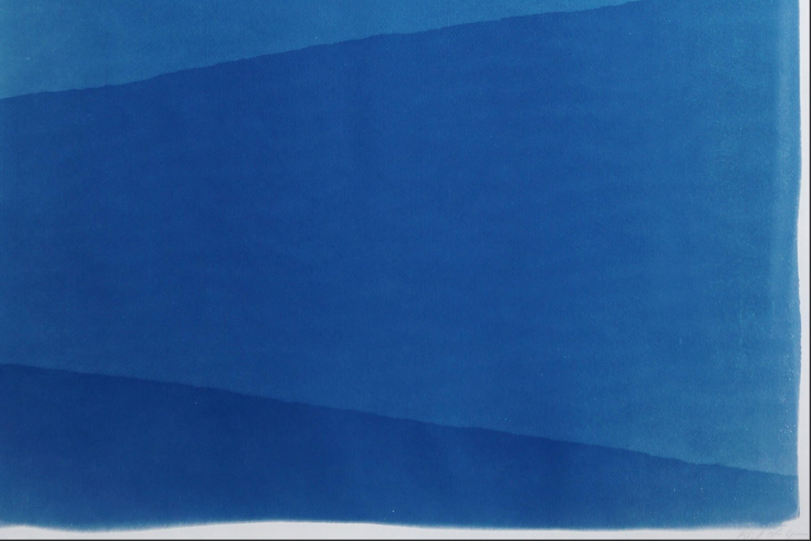 2025, Minimal Landscape of Blue Mountain Ridge, Handmade Monotype Cyanotype on Watercolor Paper by K - 6