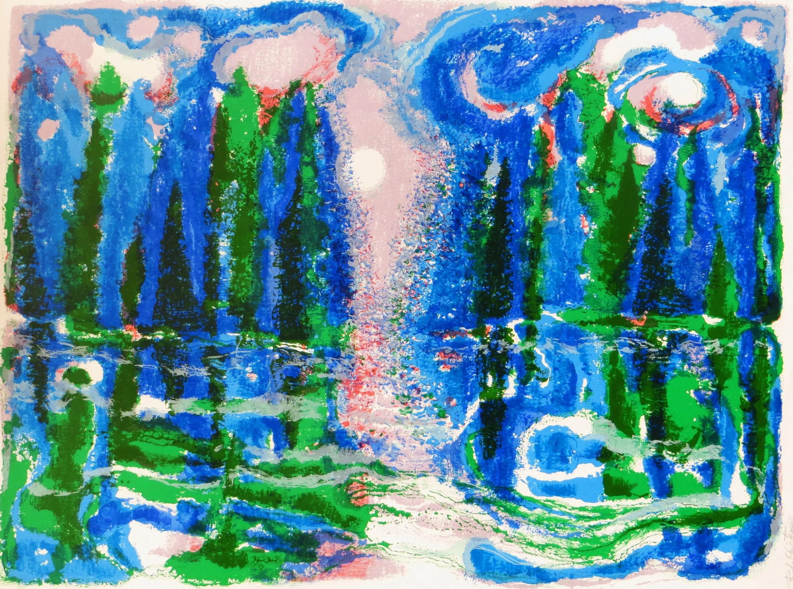 Circa 1980 "Moon Mist" Abstract Lithograph by Ronald Julius Christensen - 2