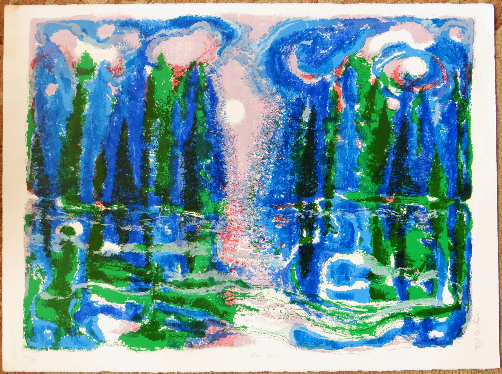 Circa 1980 "Moon Mist" Abstract Lithograph by Ronald Julius Christensen - 6